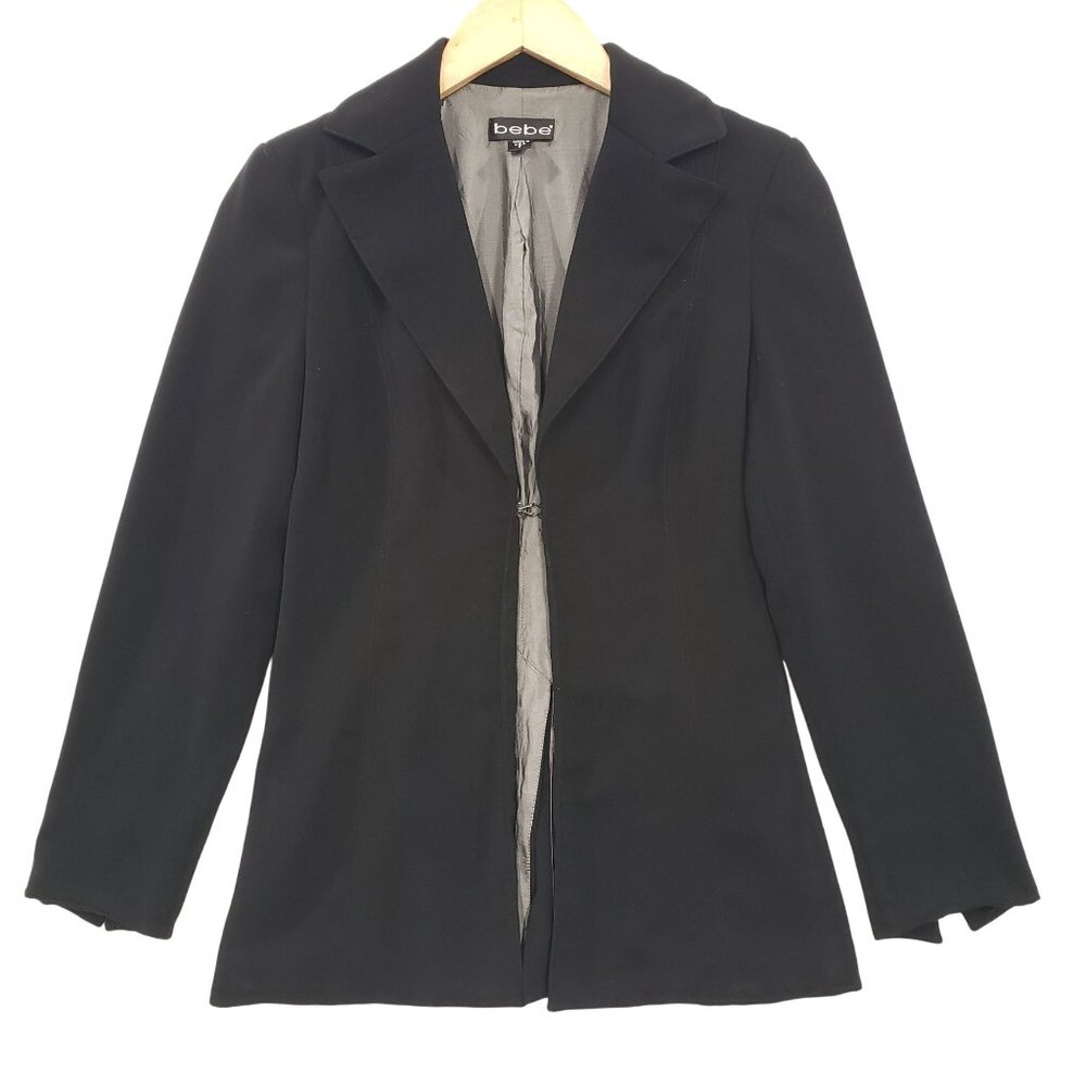 Bebe Black Tailored Blazer Jacket Womens Size 2 USA 90s‎ Vintage Office Vixen